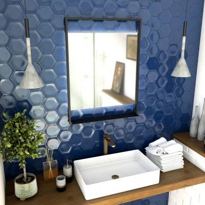 Miroir salle de bain LED auto-éclairant 60x80cm - laqué noir mat - FRAMED MIRROR LED - LAV549 - 3700710237761