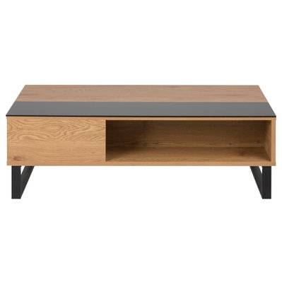 Table basse relevable rectangulaire bois clair et métal noir L110 cm WYNN - L110xP60xH35 - 47418 - 3662275108729