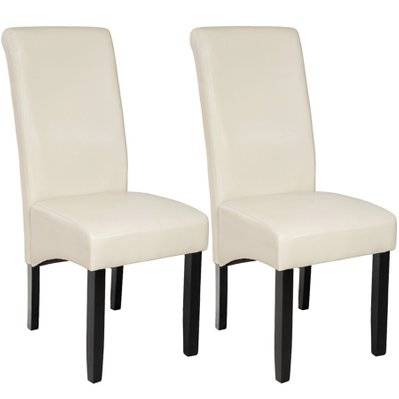 Tectake  Lot de 2 chaises aspect cuir - crème - 401295 - 4260397651322