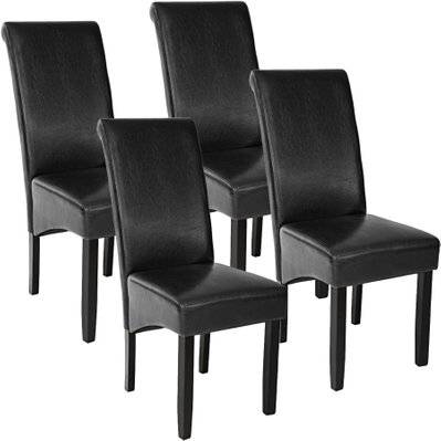 Tectake  Lot de 4 chaises aspect cuir - noir - 403494 - 4061173073372