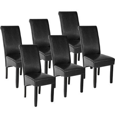 Tectake  Lot de 6 chaises aspect cuir - noir - 403495 - 4061173073389