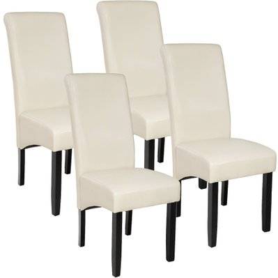 Tectake  Lot de 4 chaises aspect cuir - crème - 403498 - 4061173073419