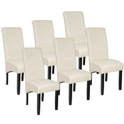 Tectake  Lot de 6 chaises aspect cuir - crème - 403499 - 4061173073426