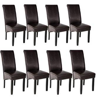 Tectake  Lot de 8 chaises aspect cuir