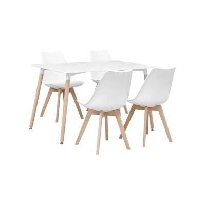 Table à manger rectangulaire bois 120cm blanc - Hedvig - 4 chaises. 4 places. scandinave. pieds bois - 3760326993598 - 3760326993598