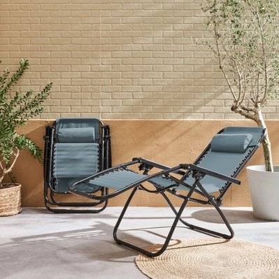 Lot de 2 fauteuils relax – Patrick – Textilène. pliables. multi-positions. émeraude - 3760350651310 - 3760350651310