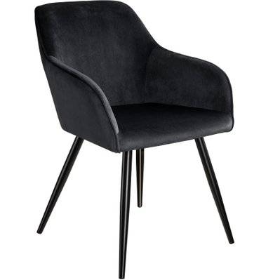 Tectake  Chaise MARILYN Effet Velours Style Scandinave - noir - 403663 - 4061173116093