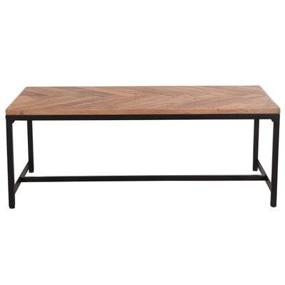 Table basse rectangulaire à motifs chevrons en bois massif et métal noir L120 cm STICK - L120xP60xH45 - 46432 - 3662275108880