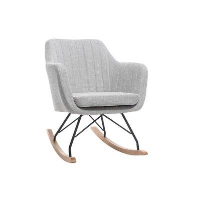Rocking chair scandinave en tissu gris clair, métal noir et bois clair ALEYNA - L60xP71xH72 - 43310 - 3662275080940