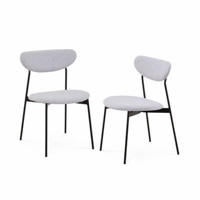 Lot de 2 chaises - Arty - scandinaves et vintage. assise et dossier gris clair. pieds en acier - 3760350651082 - 3760350651082