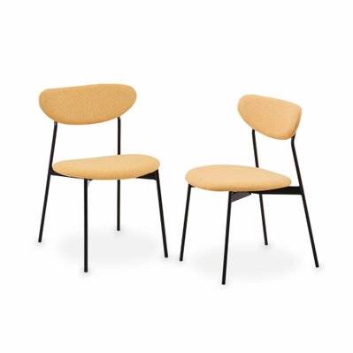 Lot de 2 chaises - Arty - scandinaves et vintage. assise et dossier moutarde. pieds en acier - 3760350651105 - 3760350651105