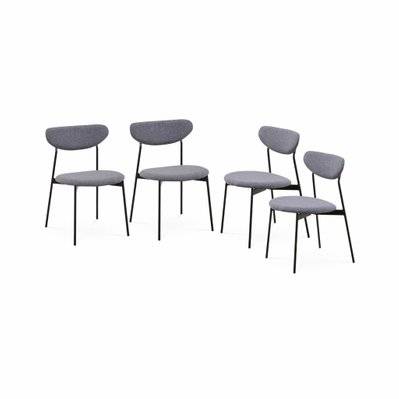 Lot de 4 chaises - Arty - scandinaves et vintage. assise et dossier gris foncé. pieds en acier - 3760350651051 - 3760350651051