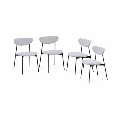 Lot de 4 chaises - Arty - scandinaves et vintage. assise et dossier gris clair. pieds en acier - 3760350651068 - 3760350651068