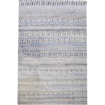 Tapis en coton recyclé et laine ivoire et bleu Sarah 180 x 120 cm - 36608 - 3210805448014