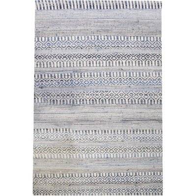 Tapis en coton recyclé et laine ivoire et bleu Sarah 230 x 160 cm - 36609 - 3210805459010