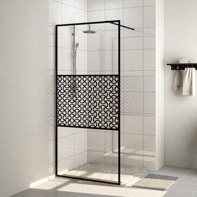 vidaXL Paroi de douche avec verre ESG transparent 100x195 cm Noir - 151030 - 8720286513330