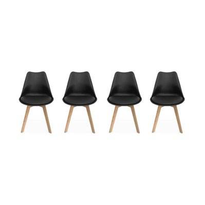 Lot de 4 chaises scandinaves. pieds bois de hêtre. chaise 1 place. noirs - 3760326993673 - 3760326993673