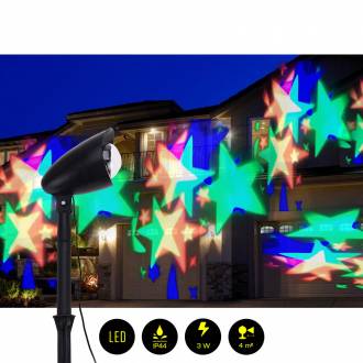 Projecteur LED à planter - 4 m² - multicolore à motifs étoiles 