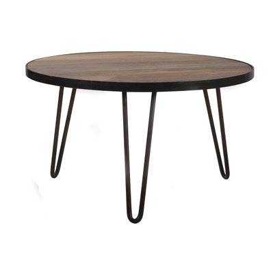 Table basse ronde industrielle bois manguier massif et métal noir L80 cm ATELIER - L80xP80xH45 - 37925 - 3662275068887