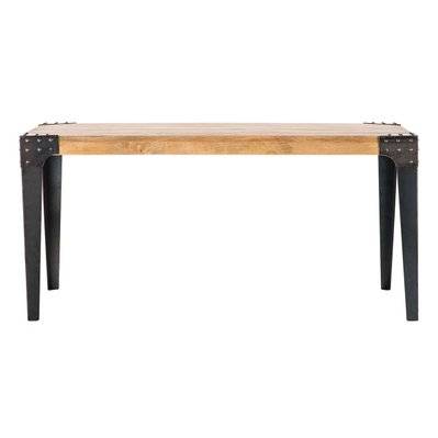 Table à manger industrielle acier et bois manguier massif L160 cm MADISON - L160xT90xH76 - 42737 - 3662275080735