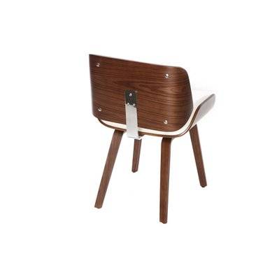 Chaise design blanc et bois foncé RUBBENS - - 42649 - 3662275092844