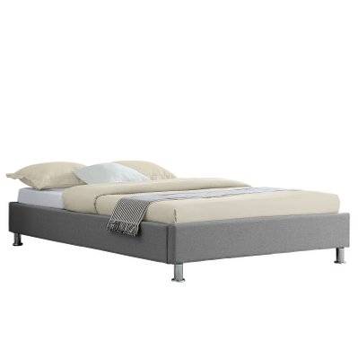 Lit futon simple NIZZA, 120 x 190 cm, avec sommier, revêtement en tissu gris - 51296 - 4016787512960