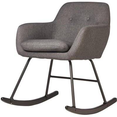 Rocking chair ROCKY Gris - assise Tissu pieds Metal Noir - SUP161121GA - 8790261121751