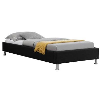 Lit futon simple NIZZA, 90 x 190 cm, avec sommier, revêtement en tissu noir - 51299 - 4016787512991