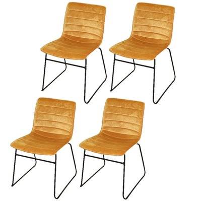 Lot de 4 Chaises de table design velours Brooklyn - Moutarde - L752062 - 3665549098436