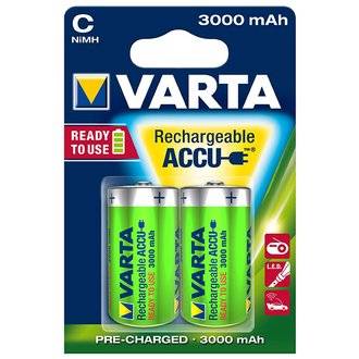 Lot de 2 piles alcaline type hr14 1.2 volts rechargeables  - VARTA - 56714101402