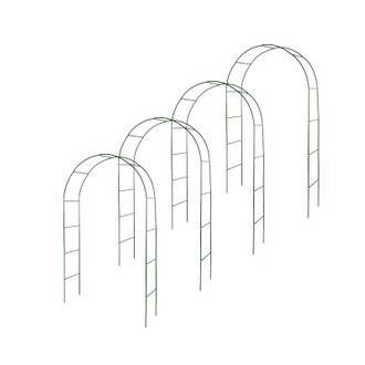 Lot de 4 arches de jardin métallique pour plantes grimpantes 140 cm vert foncé