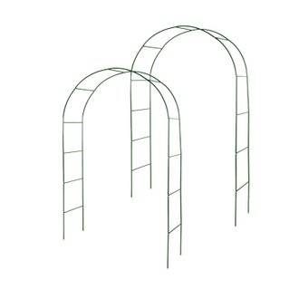 Lot de 2 arches de jardin métallique pour plantes grimpantes 140 cm vert foncé