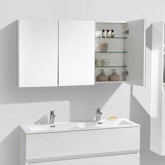 Armoire de toilette bloc-miroir SIENA largeur 120 cm blanc laqué