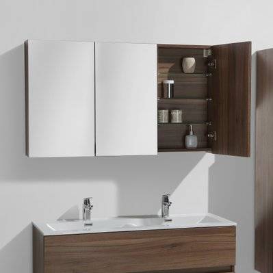Armoire de toilette bloc-miroir SIENA largeur 120 cm noyer - A-1200-MIR-WALNUT - 3760253890045