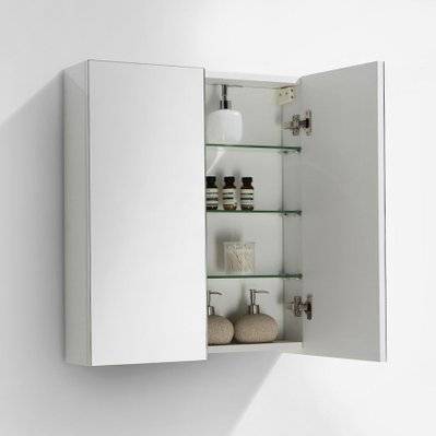 Armoire de toilette bloc-miroir SIENA largeur 60 cm blanc laqué - A-600-MIR-HGWHITE - 3760253890052