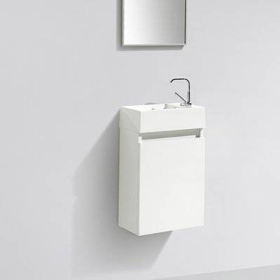 Meuble lave-main salle de bain design SIENA largeur 40 cm blanc laqué - A-400-CAB-HGWHITE/A-400-BAS - 3760253892117