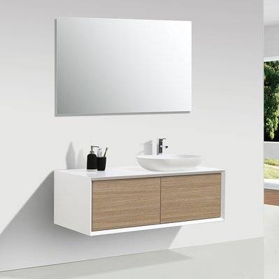 Meuble salle de bain pour vasque à poser PALIO largeur 120 cm blanc mat  chêne clair - FIONA-1200 CAB WHI/RLOAK - 3760253899130