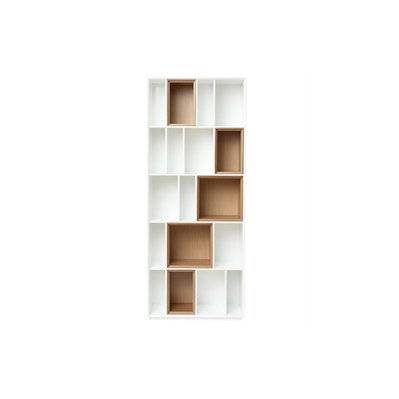Bibliothèque modulable blanche et finition bois clair chêne L85 cm JAZZ - - 44470 - 3662275098020