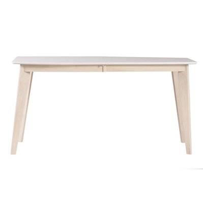 Table à manger extensible scandinave blanc et bois clair L150-200 cm LEENA - - 32743 - 3662275064759