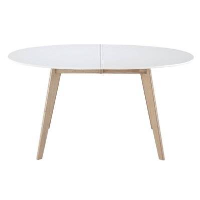 Table à manger extensible ovale blanche et bois clair L150-200 cm LEENA - - 41584 - 3662275073010