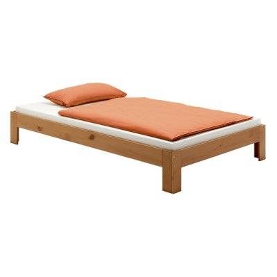 Lit futon THOMAS, en pin massif, 120 x 200 cm, lasuré couleur campagne - 72818 - 4016787728187