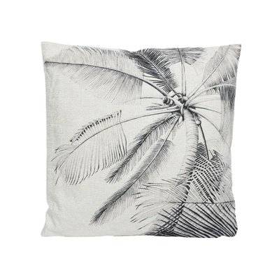Coussin extérieur motif palmiers blanc gris - 45 x 45 cm - Jardideco - 32859 - 8720194531006
