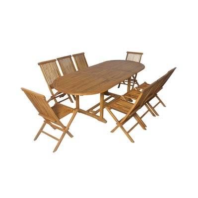 Salon de jardin en teck grade C Lombok : table ovale + 8 chaises - CMJ979774 - 3517239797740