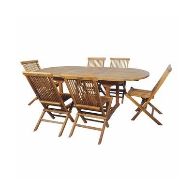 Salon de jardin en teck grade C Lombok : table ovale + 6 chaises - CMJ979772 - 3517239797726