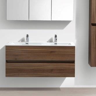 Meuble salle de bain design double vasque SIENA largeur 120 cm noyer