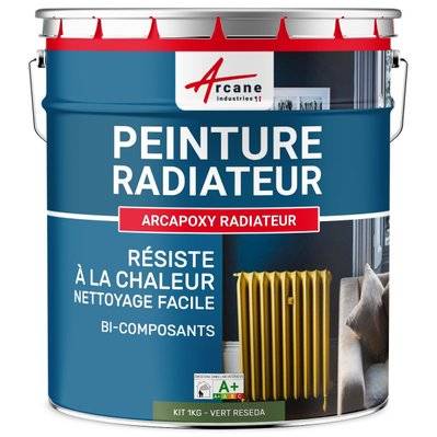 Peinture Radiateur fonte acier alu - PEINTURE RADIATEUR-1 kg (jusqu'à 5 m² en 2 couches) Vert Reseda - RAL 6011 - 302_26905 - 3700043411821