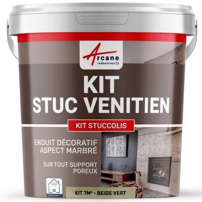 Kit stuc venitien enduit stucco spatulable décoratif - KIT STUCCOLIS-kit jusqu'à 7 m² Beige Vert - 171_25007 - 3700043422001