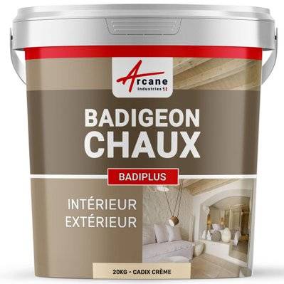 Badigeon à la chaux intérieur extérieur - BADIPLUS-20 kg (jusqu'à 100 m²) Cadix Crème - 191_24684 - 3700043423558