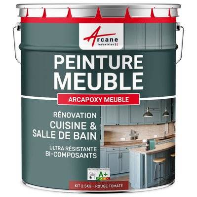 Peinture pour Meuble Cuisine et Salle de Bain - ARCAPOXY-2.5 kg (jusqu'à 30 m² en 2 couches) Rouge Tomate - RAL 3013 - 261_25823 - 3700043419308