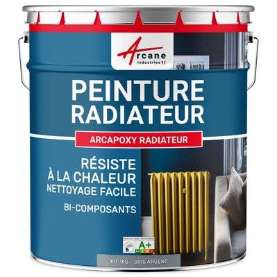 Peinture Radiateur fonte acier alu - PEINTURE RADIATEUR-1 kg (jusqu'à 5 m² en 2 couches) Gris Argent - RAL 7001 - 302_26887 - 3700043411753